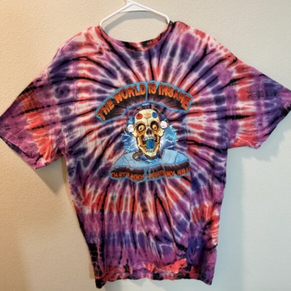 Bored Teenager “The World Is Insane” Tie-Dye Graphic Tee - Picture 1 of 2